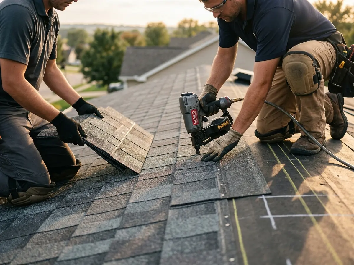 Professional roofer working on a residential roof in Doctor Phillips